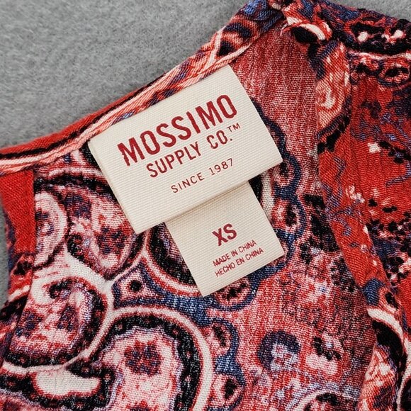 Mossimo Blouse Top Women's XS Red Paisley Cold Shoulder Bell Sleeve Top - Picture 3 of 10